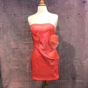 Salmon pink taffeta party dress mini 80s vintage